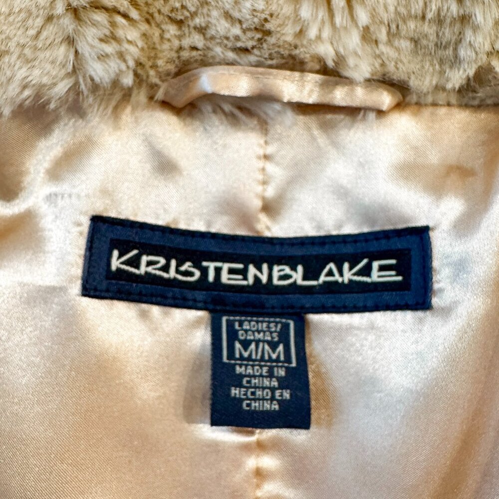 Kristen Blake Faux Fur Vest Silky Lining Gold Tan Cream Women's Size M - Picture 6 of 8